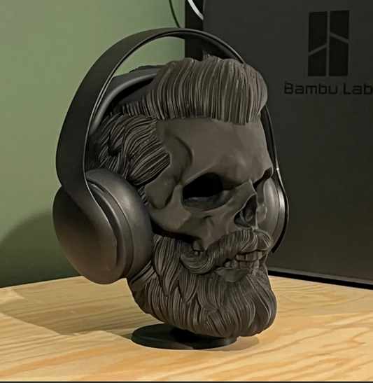 Bearded Skull Sculpture Headphone Stand