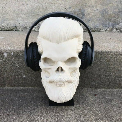 Bearded Skull Sculpture Headphone Stand