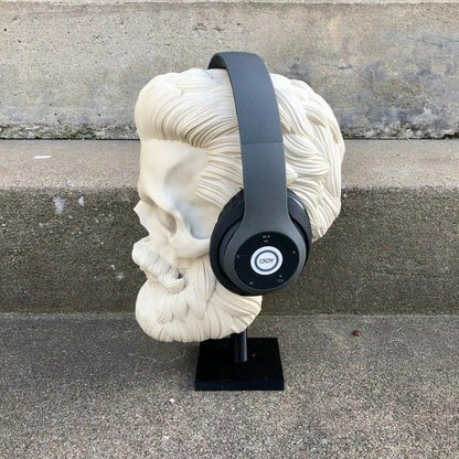 Bearded Skull Sculpture Headphone Stand