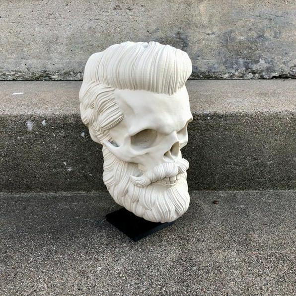 Bearded Skull Sculpture Headphone Stand